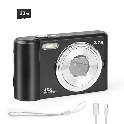 Cámaras Digitales, Camera vantisan Cámara Digital, HD 1080P 48MP Cámara Vlogging, Cámara de Video con Tarjeta 32GB, Enfoque Automático con Zoom 8X, Disparo Continuo, Pantalla IPS de...