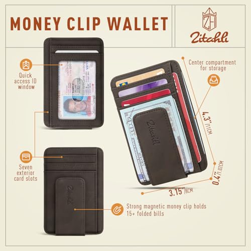 Zitahli Wallet Men-Magnetic Money Clip-Slim and Minimalist Card Case-ID Window Front Pocket Wallet Gift Boxing2