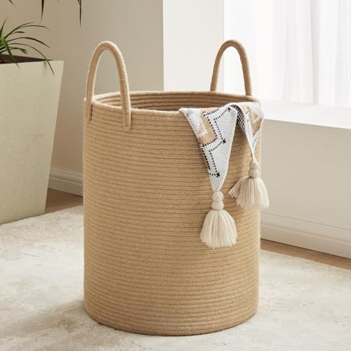 Image of Laundry Basket for Clothes | Toy Storage Basket | Storage Basket for Bedroom | Waste Clothes Basket | Jute Laundry Bag | Large Laundry Basket | Dirty Cloth Baskets Jute | 33x33x38 cm
