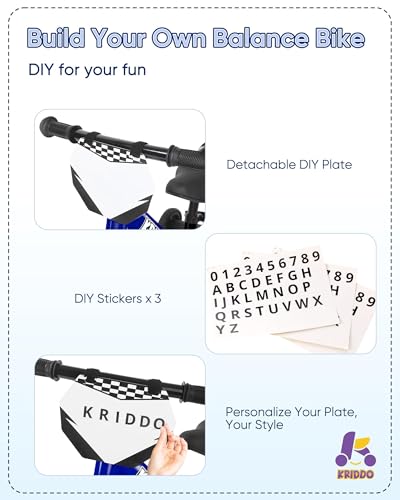 Image of KRIDDO 2-in-1 Kids Tricycle and Toddler Balance Bike 2 Year Old, Detachable Pedals and Stowable Training Wheels, DIY Plate, Riding Trikes Toy for Ages 18 Months to 3 Years
