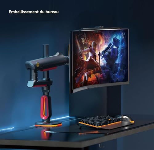 Bras de moniteur pour ultrawide ecran 60" : sublimez votre bureau rouge