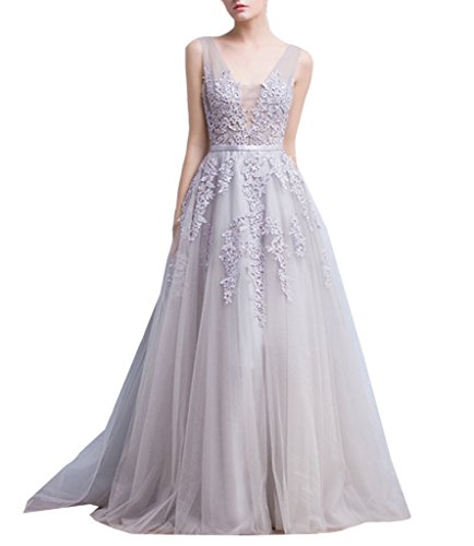 Emmani-Womens-Straps-V-Neck-Backless-Applique-Formal-Evening-Dresses-Silver-14