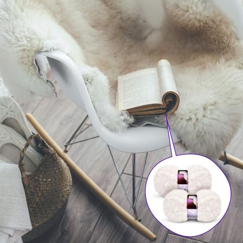 Image of 2 Pieces Soft Fur Yarn - Fuzzy, Fluffy Faux Fur Eyelash Yarn, Cream for Crochet, Knitting Projects - 30m /50g Each(Beige)