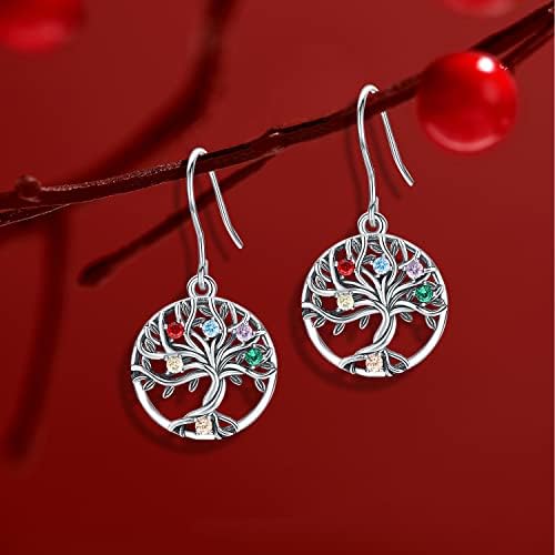 Tree of Life Earrings for Women, 925 Sterling Silver Earrings Cubic Zirconia Jewellery Original Design Symbolizing Luck and Renewal, Allergy Free, Gifts for Mum/Girlfriend/Wife/Daughter