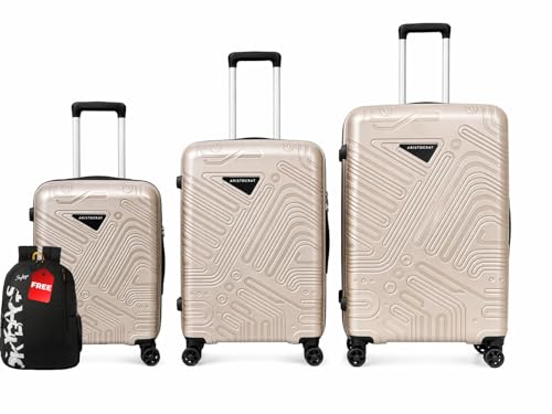Image of VIP Aristocrat 55, 66 & 75 Cm Polyproplyene Hard-Sided 8 Wheels Spinner Luggage Set of 3 Trolley Bags for Travel with Combination Lock| with Laptop Backpack| 3 Years Warranty (Metallic Grey)