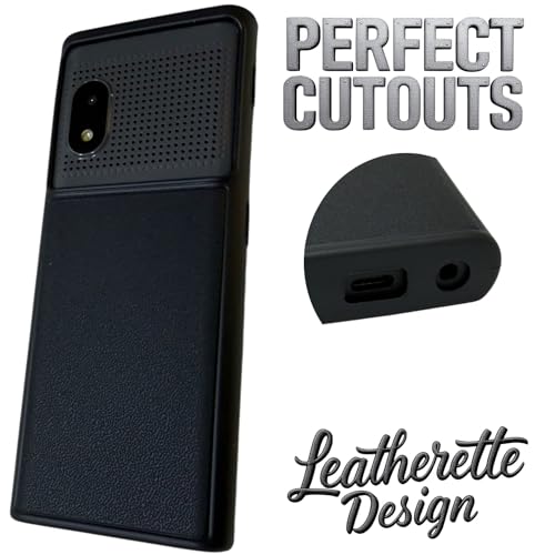 Image of ZAOMA Premium Leather Design TPU Back Cover Case Compatible for HMD 150 Music DS Model NO. : TA-1709 Keypad Mobile Feature Phone Rugged Case - Black