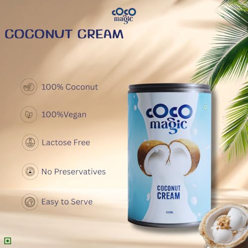 Image of Cocomagic Coconut Cream (400 Ml) [ Rich & Creamy Texture with No Added Artificial | Made in India ] Natural unsweetened Used For Cooking & Baking Purposes