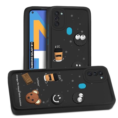 Image of AESTMO Back Case Cover for Samsung Galaxy M11 | Cute Fun Cartoon 3D Ball | Coffee Silicone Case | Full Body Protection | Camera Protection Back Cover for Samsung Galaxy M11 (Black)