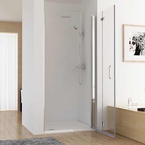 MIQU 75-120 x 195 cm Nischentür 2 TLG. Faltwand Aufsatz Duschwand Duschabtrennung (120cm)