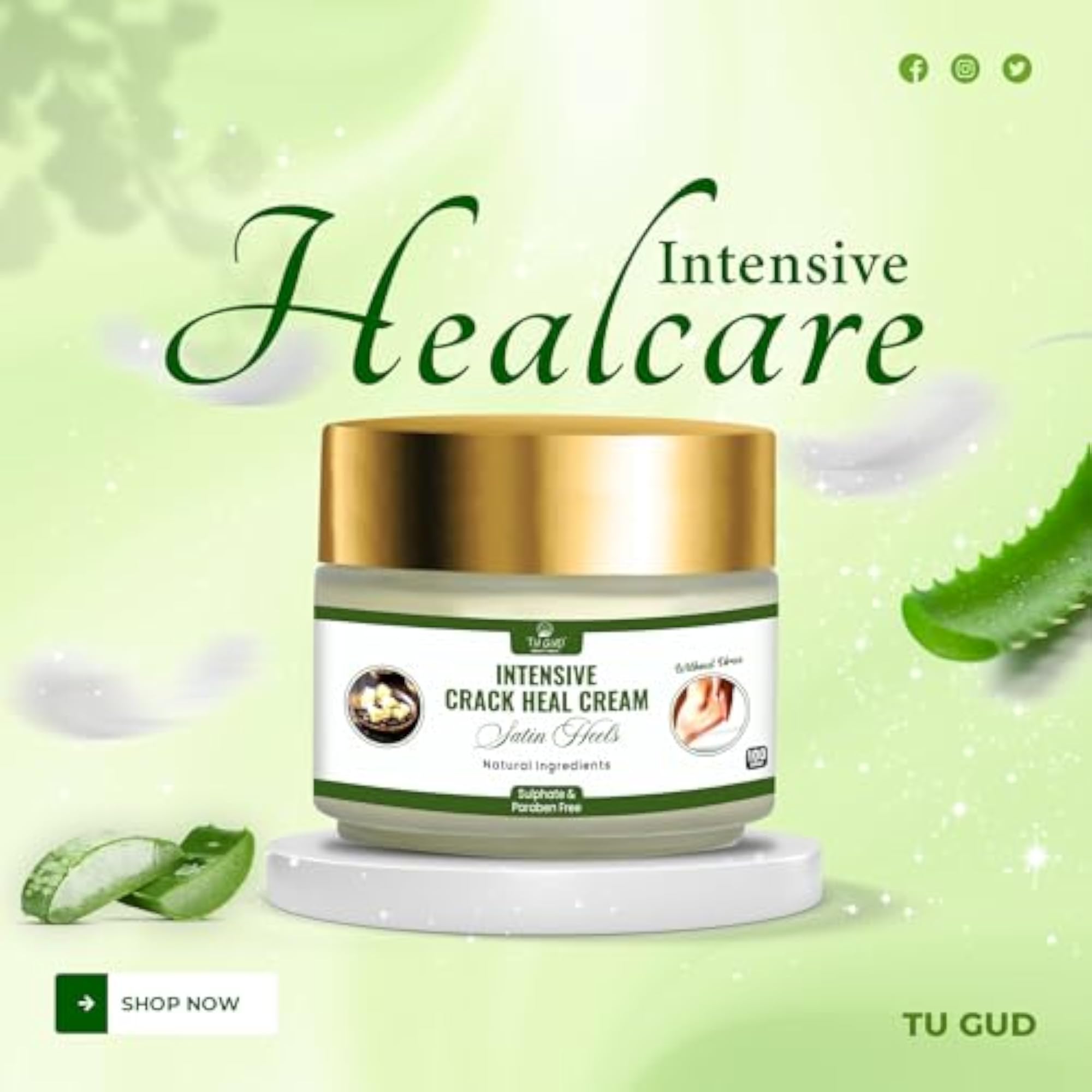 Intensive Crack Heel Cream, Natural Repair for Dry Feet