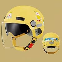 QJWMatic Casque De Moto Rétro Pour Enfants Mignon Intégral Pour Garçons Et Filles Quatre Saisons, Avec Pare-Soleil Anti-Buée Casque De Cyclomoteur ATV A,48-55CM