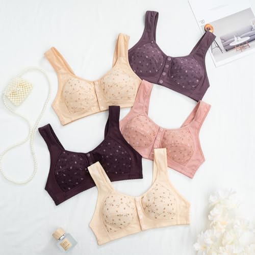 Daisy Bras for Older Women, 2025 New Comfortable Convenient Front Close Button Cotton Bras for Older Women No Underwire3