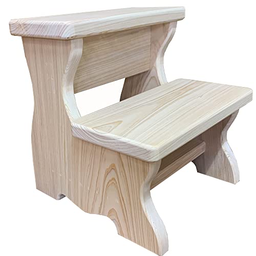 ミニツーステップ シンプル 無塗装白木 26×24×26.5cm 二段踏み台 木製 ひのき オーダーメイド ハンドメイド