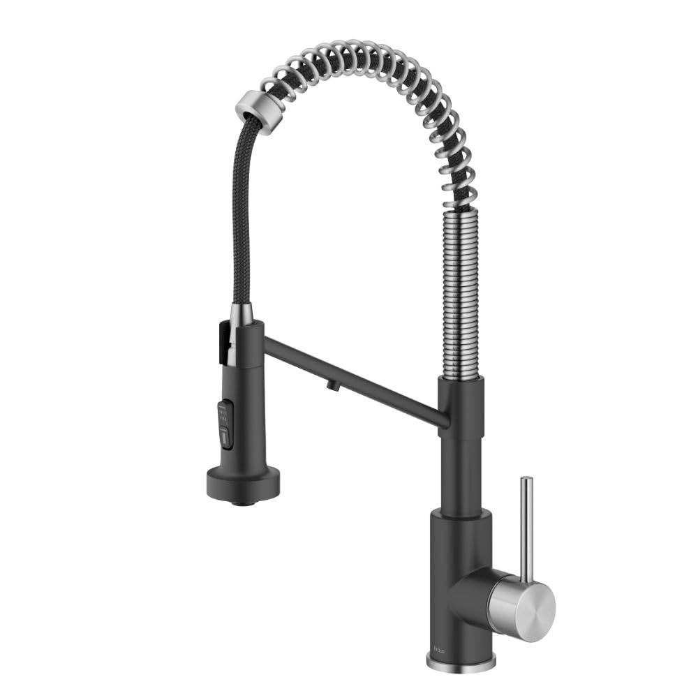 kraus bolden 2-in-1 commercial style pull-down single handle water filter kitchen faucet for reverse osmosis or water filtration system in spot-free stainless steel/matte black, kff-1610sfsmb
