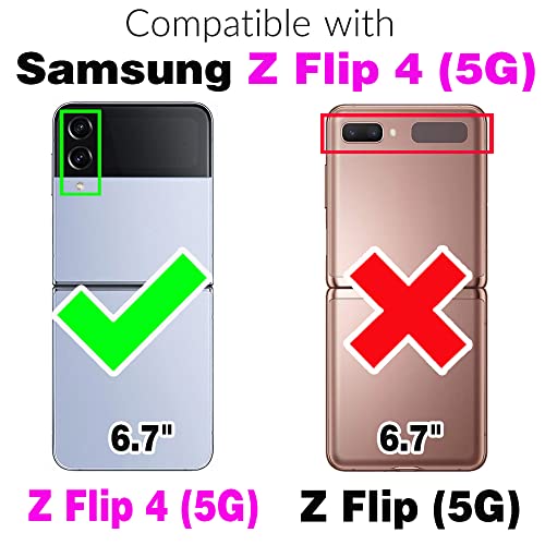 Asuwish Compatible with Samsung Galaxy Z Flip 4 5G 2022 Wallet Case and Card Slot Shockproof Protective Case Metal Ring Holder Stand Kickstand Cell Phone Cover for ZFlip4 Z4 Flip4 4Z Women Men Purple