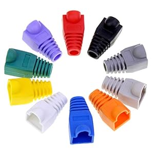 HSEAMALL 100 PCS Coloré RJ45 Fin Bouchon Connecteur Capuchon Souple En Plastic Ethernet Réseau Plug Gaine Câble Bottes…