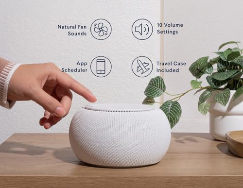 SNOOZ Pro - Smart White Noise Machine & Travel Case - Real Fan Inside, Non-Looping White Noise, Adjustable Tone & Volume - App-Based Remote Control & Sleep Timer (Cotton)