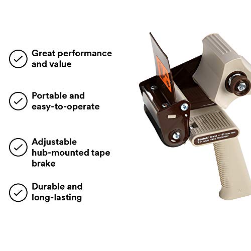 Scotch H183 Industrial Packing Tape Dispenser For 3" Tape - Lightweight And Portable For Commercial Packaging, Shipping, Moving, Carton And Box Sealing #TOP3