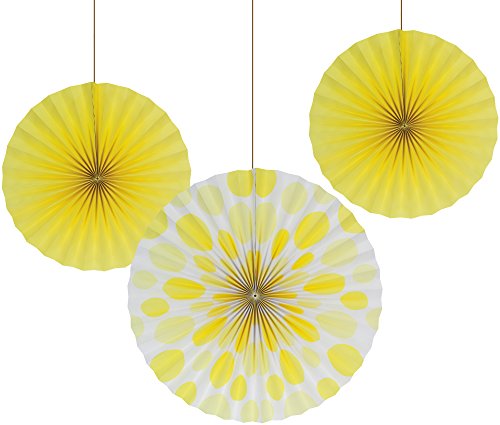 Creative Converting 3-Count Solid and Polka Dots Paper Fans, 12