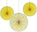 Creative Converting 3 Count Solid and Polka Dots Paper Fans, 12"/16", Mimosa