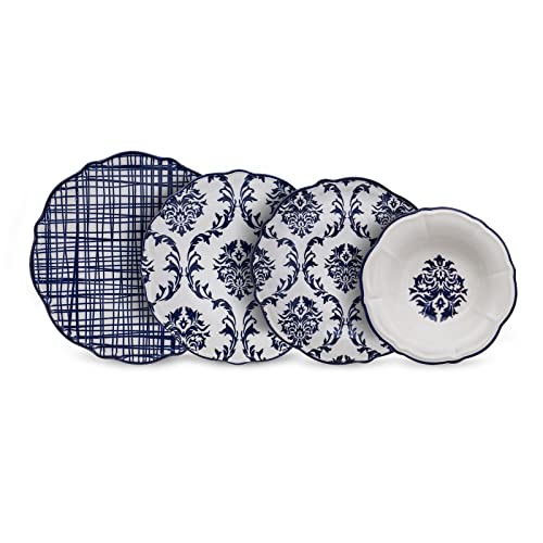 Karaca Maren New V3 Set de vaisselle en porcelaine 24 pièces pour 6 personnes Vaisselle en porcelaine,Set de vaisselle, Set de service combiné Set de table Plateau à gâteaux, Garantie sur les motifs