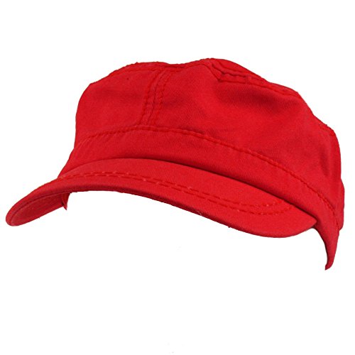 Ladies 100% Cotton Plain Blank Snapback Military Cadet Cap Hat Adjustable Red