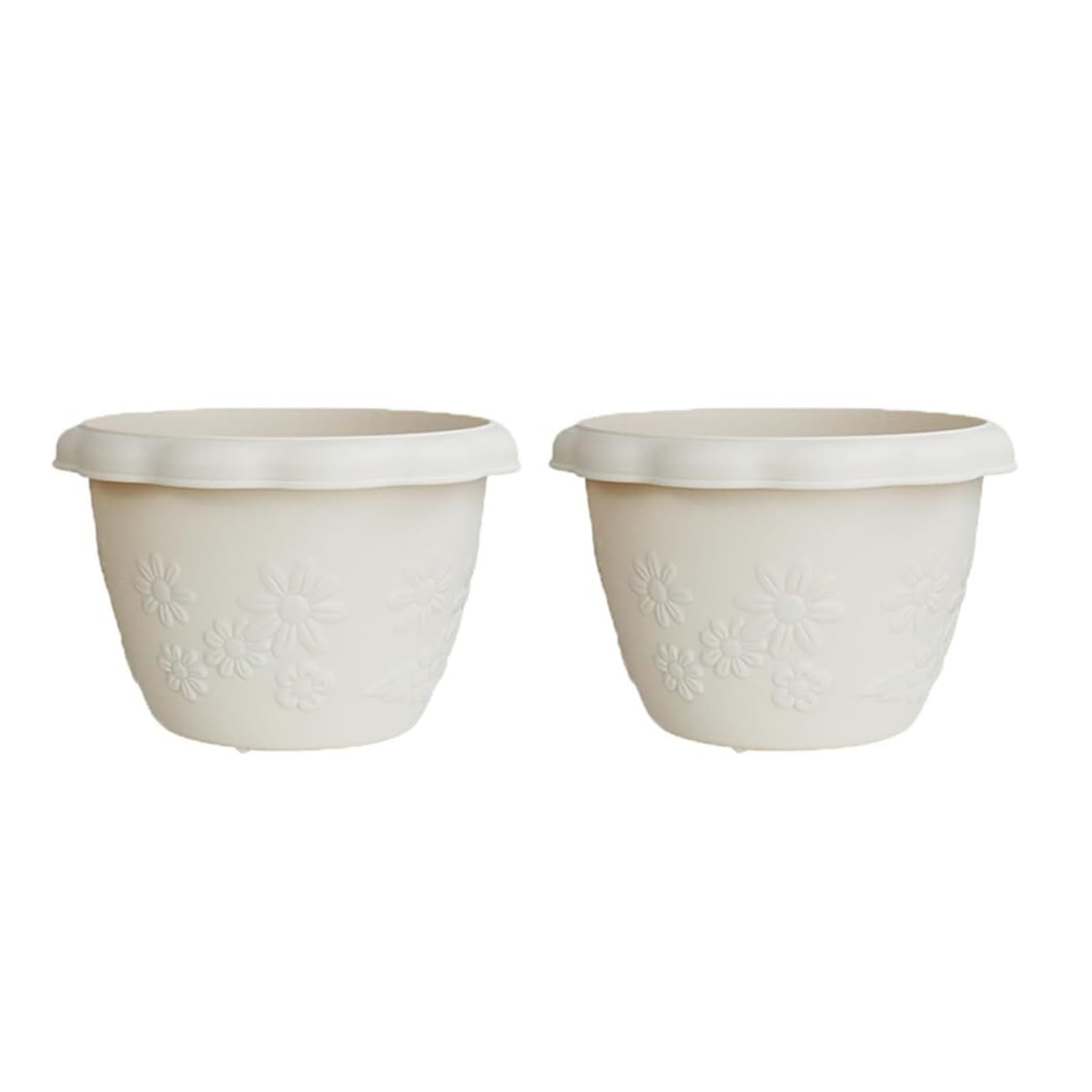 Jardinière ronde en résine blanche Yofab qui résiste aux chocs en extérieur