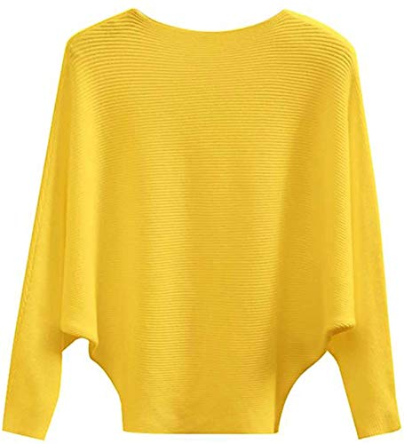 Image of EDSTAR Women Dolman Batwing Sleeves Knitted Sweaters Winter Boat Neck Pullovers Tops