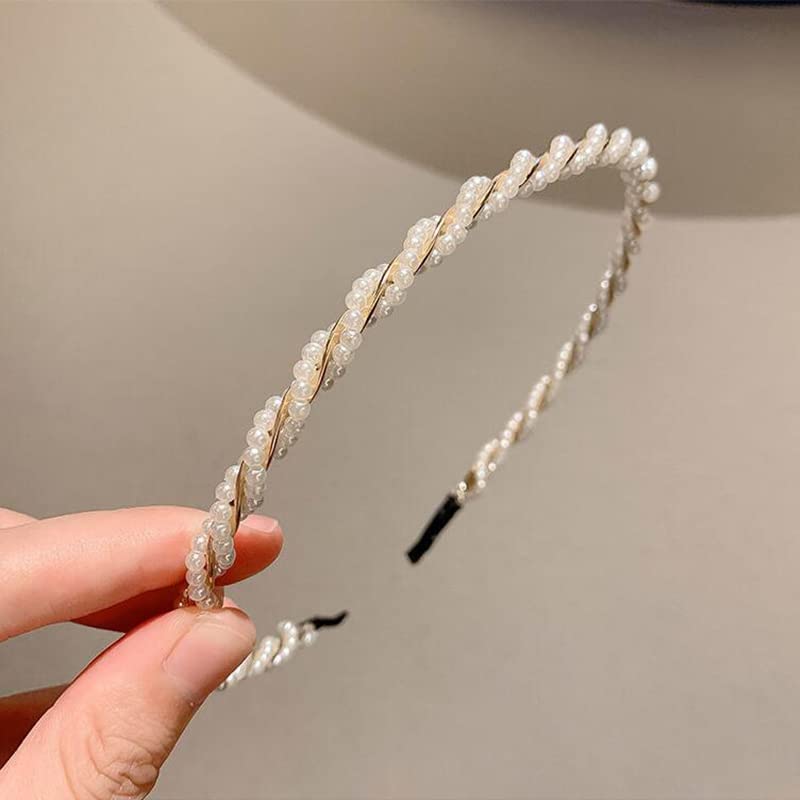 Miniatura 5 de ZAHSY Diadema de perlas blancas para boda, para novia, damas de honor, diadema de perlas con diamantes de imitación para mujer, paquete de 4