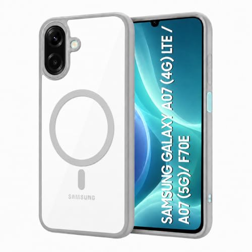Image of MAGA ClearBack Case Cover for Samsung Galaxy A07 4G / 5G / F07 4G / M07 4G / M17e 5G / F70e 5G, Crystal Clear Magnetic Case Compatible with MagSafe, Hybrid Hard PC Back & Soft TPU Bumper Grey