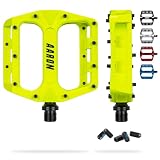 AARON Rock MTB - Pedali a piattaforma in alluminio con cuscinetti a sfera industriali sigillati, antiscivolo, con perni intercambiabili, per bici elettrica, BMX, trekking, colore: giallo