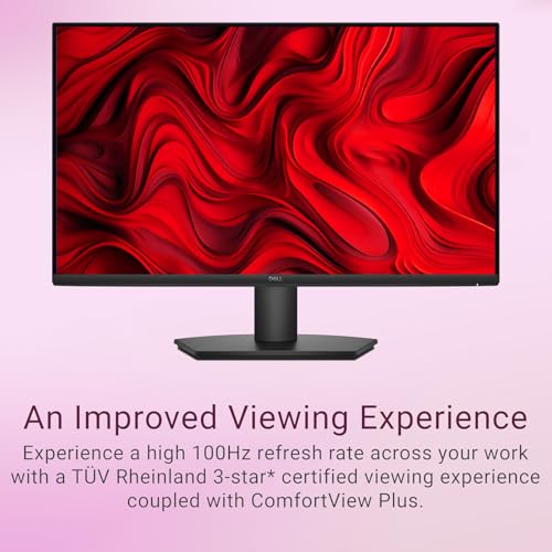 Image of Dell 27 inch Monitor, FHD (1920 x 1080), 100Hz, IPS Panel, AMD FreeSync, 5ms, VESA, Low Blue Light, Flicker Free, Anti-Glare, HDMI & VGA, Comfortview Plus, Ultra-Thin bezels, Tilt Adjustment, Black