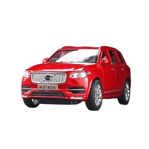 Modelos A Escala 1 32 Modelo Automóvil SUV Volvo XC90 Modelo De Metal Fundido Presión Sonido Y Luz Juguete Extraíble Exhibición Colección Decoración del Hogar(Rojo)