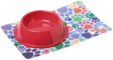 Tatty Teddy & My Blue Nose Friends, Red Plastic Dog Bowl and Feeding Mat Set for Tatty Puppy