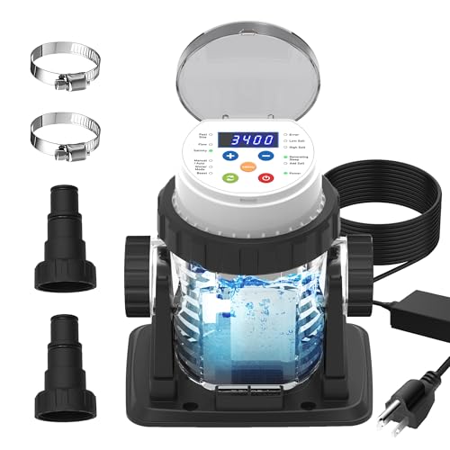 EverCrystal Salt Water Pool Chlorinator System - Built-in Salinity Sensor, Smart All-in-One Design, Plug-in Salt Chlorine Generator for Above Ground Pools up to 15,000 Gallons,Easy to Set-Up