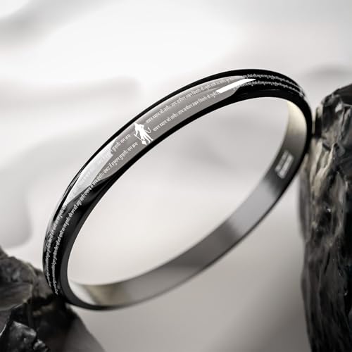 Image of Mesmerize Men's Hanuman Chalisa 9-Verse Kada in a Round Curved Design | Durable Stainless Steel Spiritual Kada Bracelet | Waterproof, Hypoallergenic - 6 Months Warranty Included