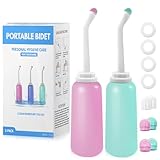 RUFCRIL Peri-Flasche, tragbares Reise-Bidet mit Tragetasche, TPE-Material kann abgekocht werden, 500 ml mit 2 Dichtungsringen, unverzichtbar für die Dammpflege nach der Geburt, neues Baby (2 Stück)