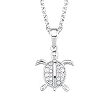 echte schildkröten Anhänger mit Schildkröten-Motiv verziert mit fein geschliffenen Zirkonia (synth.) in reinem Weiß
