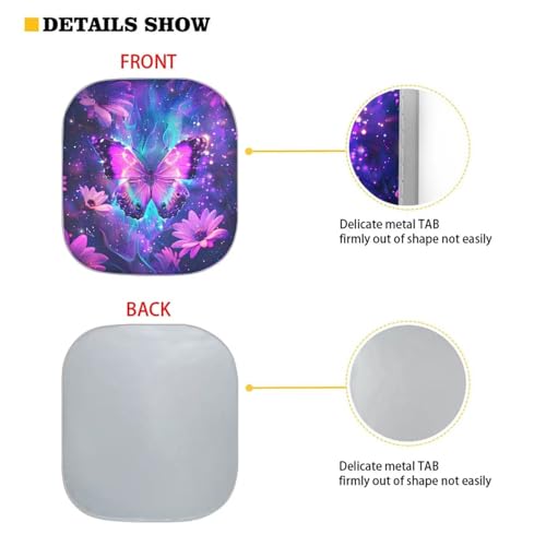 Image of Purple Butterfly Green Cactus Windshield Sun Shade for Truck SUV Car Easy to Install Heat and UV Rays that Keeps Vehicle Cool Removable Automotive Accessories Universal Car Accessories