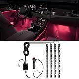Luces de coche interiores, luces LED de control para coches, impermeables, multicolor, con control inalámbrico y función de sonido activa, cargador de coche incluido, CC 12 V
