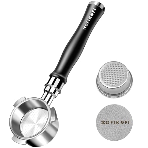KOFIKOFI 51mm Bodenloser Siebträger 3 Ohren Bottomless Portafilter Kompatibel mit DeLonghi Dedica EC680/EC685 Smeg EUPA Filterhalter aus Edelstahl mit Pucksieb Filterkorb