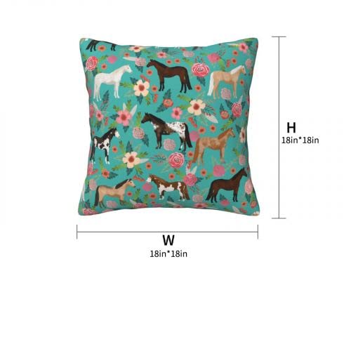 Horse Flower Throw Pillow Covers 18X18 Pillow Case Farmhouse Pillow Cover Square Cushion For Living Room Couch Sofa Bed Home Outdoor Indoor Decorative Set Of 2 #TOP7