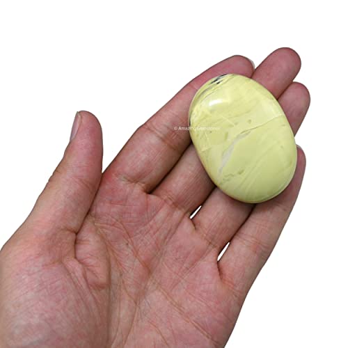 Image of Amazing Gemstone Serpentine Crystals and Healing Stones - Large Palm Stone Crystals Piedra - Crystal for Good Luck, Balanced Positive Energy, Meditation - Unique Stocking Stuffers and Gifts for Women