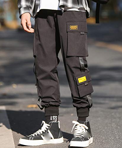 MOKEWEN Men's Ribbon Pocket Techwear Jogging Cargo Combat Tactic Ankle Pants3