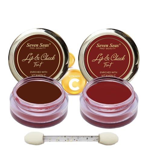 Image of Seven Seas Lips & Cheek Tint Combo Pack of 2 | Matte Natural Blush for Women | Lip Tint with Vitamin E | Nourishing Cheek Tint (Maroon, Fire Brick)