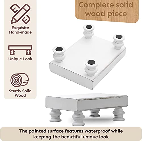 Tuliadu Rustic Wood Riser For Kitchen & Bathroom Counter Decor,Farmhouse Wood Pedestal Stand For Decor,Wooden Display Tray For Fragrances, Plant Pot Decor (White) #TOP5