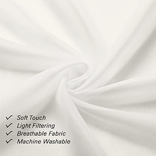 Lecloud Sheer Curtain Panels Set 96" Inches Long, Solid Voile Light Filtering Airy Curtains Window Treatment Drapes For Living Room, 2 Panels Elegant Bedroom Sheer Curtains, Ivory, 40" Wx96 L #TOP7