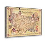 Photo Gallery gieig stampa artistica da parete su tela con mappa delle tribù dei nativi americani, per camera di ragazzi e adolescenti, 40 x 60 cm Photo Gallery gieig stampa artistica da parete su tela con mappa delle tribù dei nativi americani, per camera di ragazzi e adolescenti, 40 x 60 cm