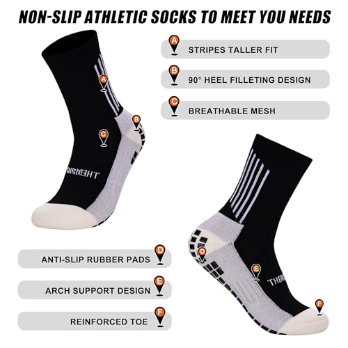 Soccer Socks Adults, Anti Slip Soccer Socks, Trampoline Socks, Non Slip Football Grip Socks, Adults Socks 4 pk3