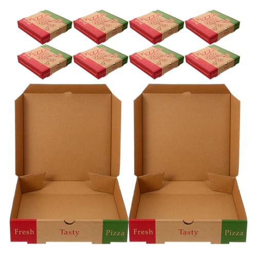 GRIRIW Stylish Pizza Boxes 10 Pack Foldable Pizza Cases Thickened Paper Practical for Party Takeout Restaurant Supply
